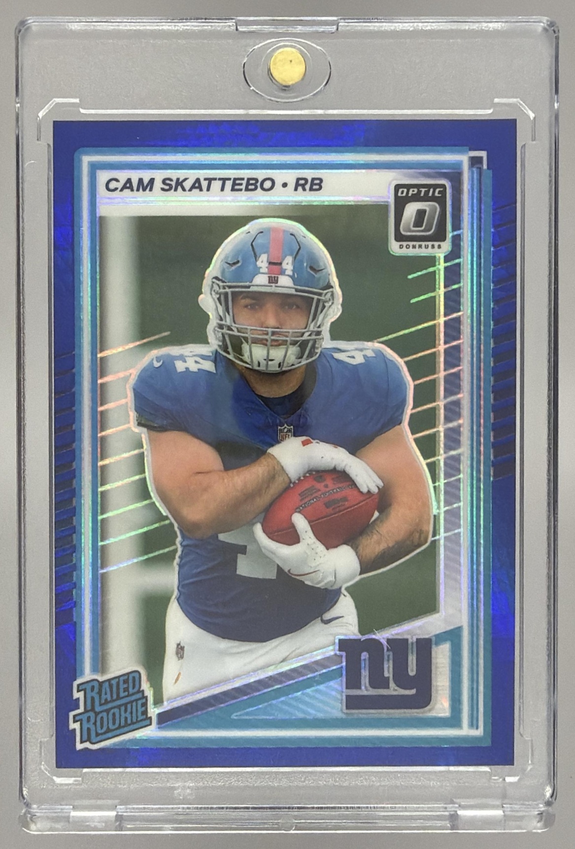 Card image for 2025 Panini Donruss Optic Cam Skattebo Rated Rookie Green Hyper Prizm #228 Giants