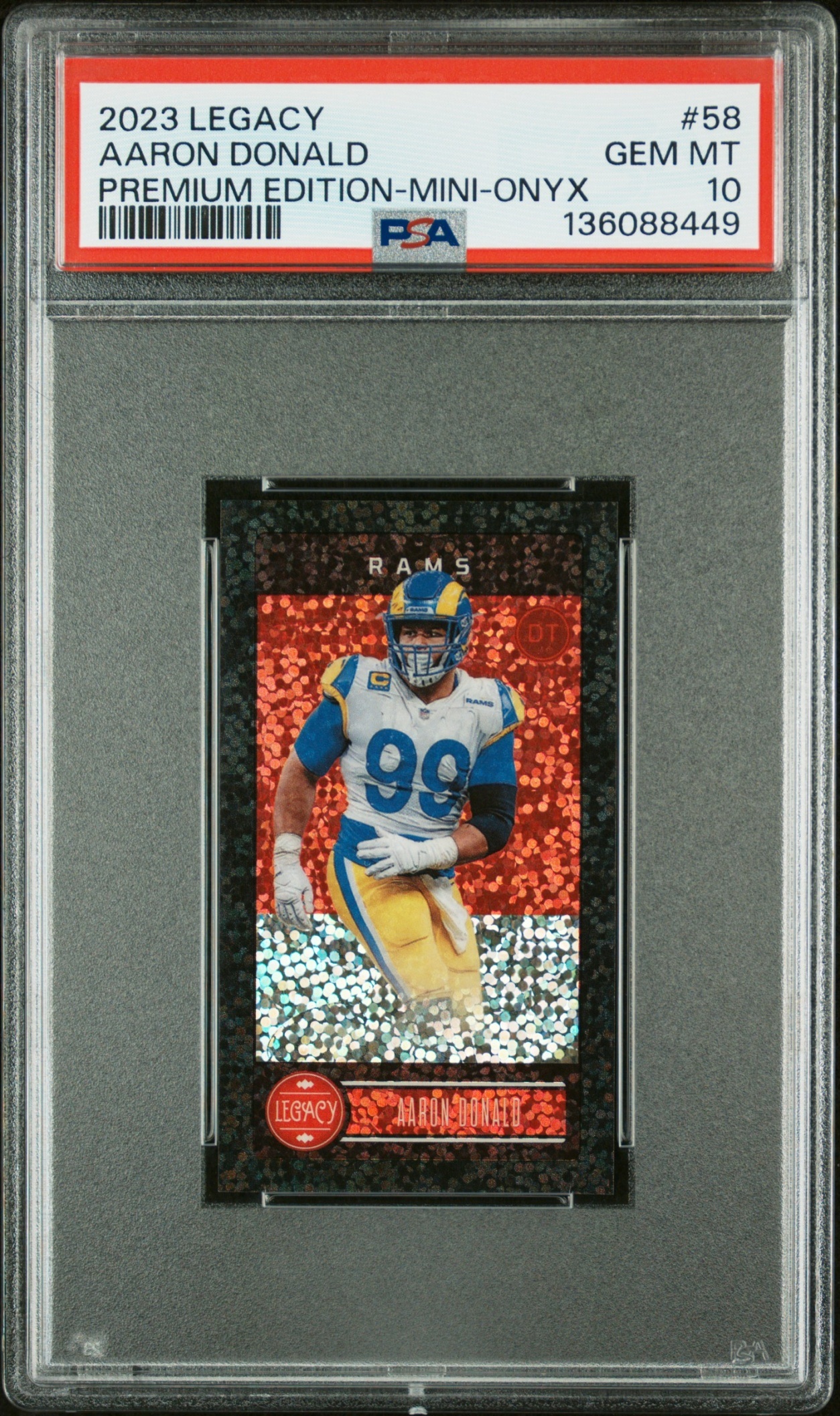 Card image for 2023 Panini Select Aaron Donald Silver Prizms Die Cut #113 Premier Level Rams