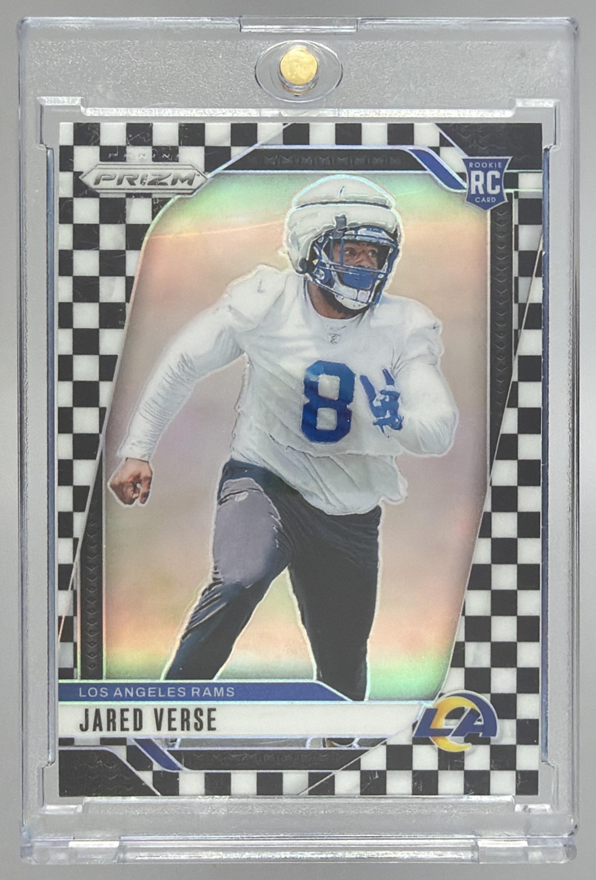 Card image for 2024 Panini Prizm Jared Verse Black and White Checker #341 RC Rams