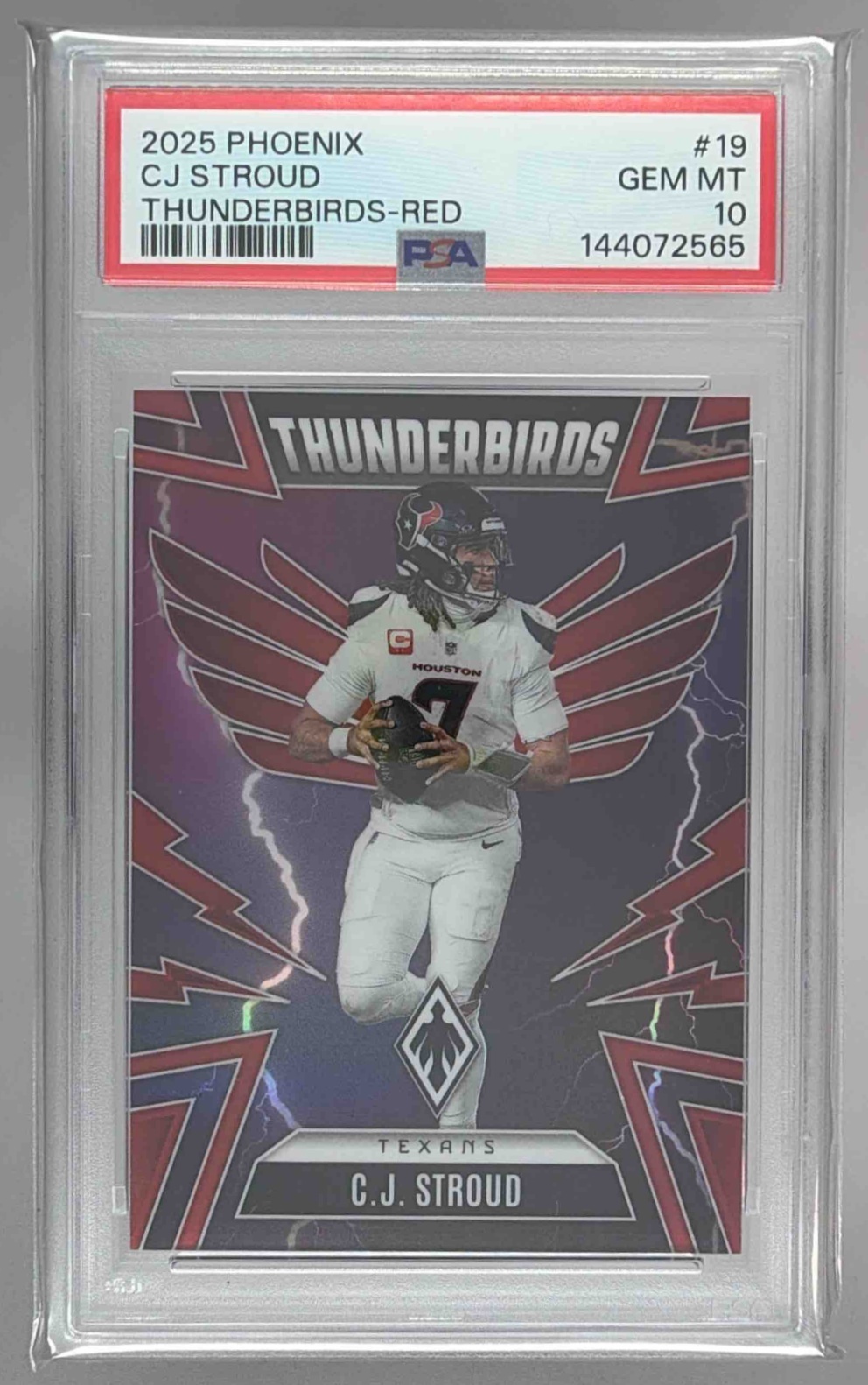 Card image for 2025 Panini Phoenix C.J. Stroud Thunderbirds Silver Pandora Prizm /249 #19 Texans