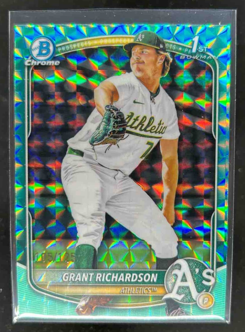 Card image for Grant Richardson 2025 Bowman Draft Chrome Aqua Geometric Refractor /125