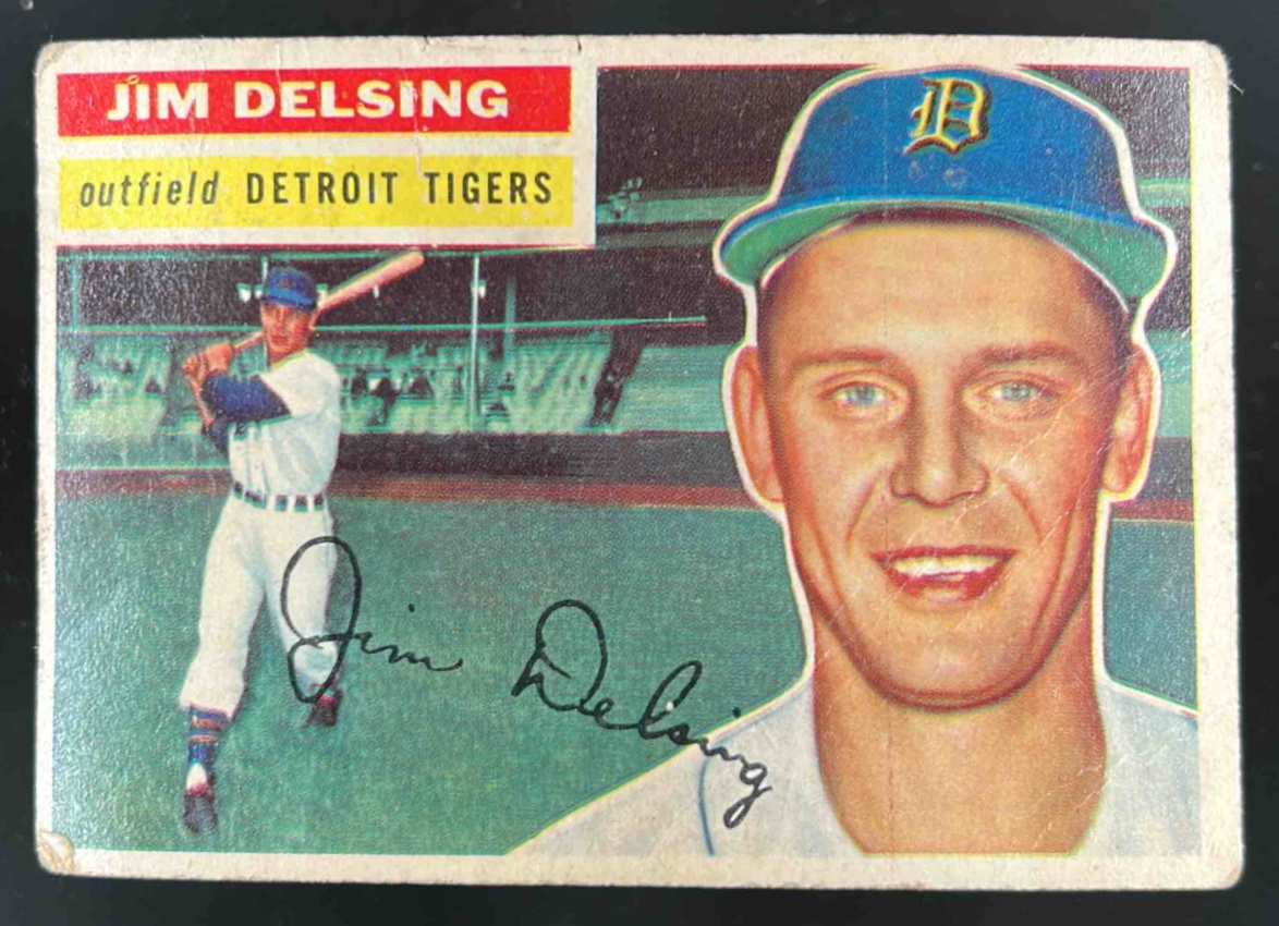 Card image for 1956 TOPPS BASEBALL JIM DELSING #338 DETROIT TIGERS
