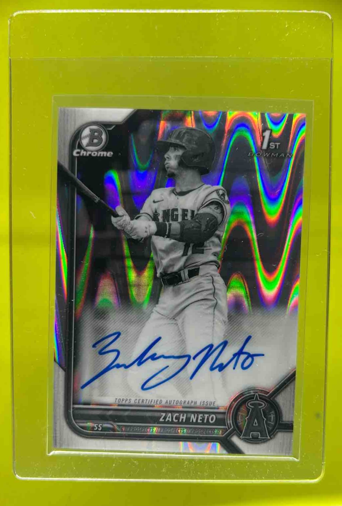 Zach Neto 2022 Bowman Draft Chrome Pick Auto Black & White RayWave Refractor