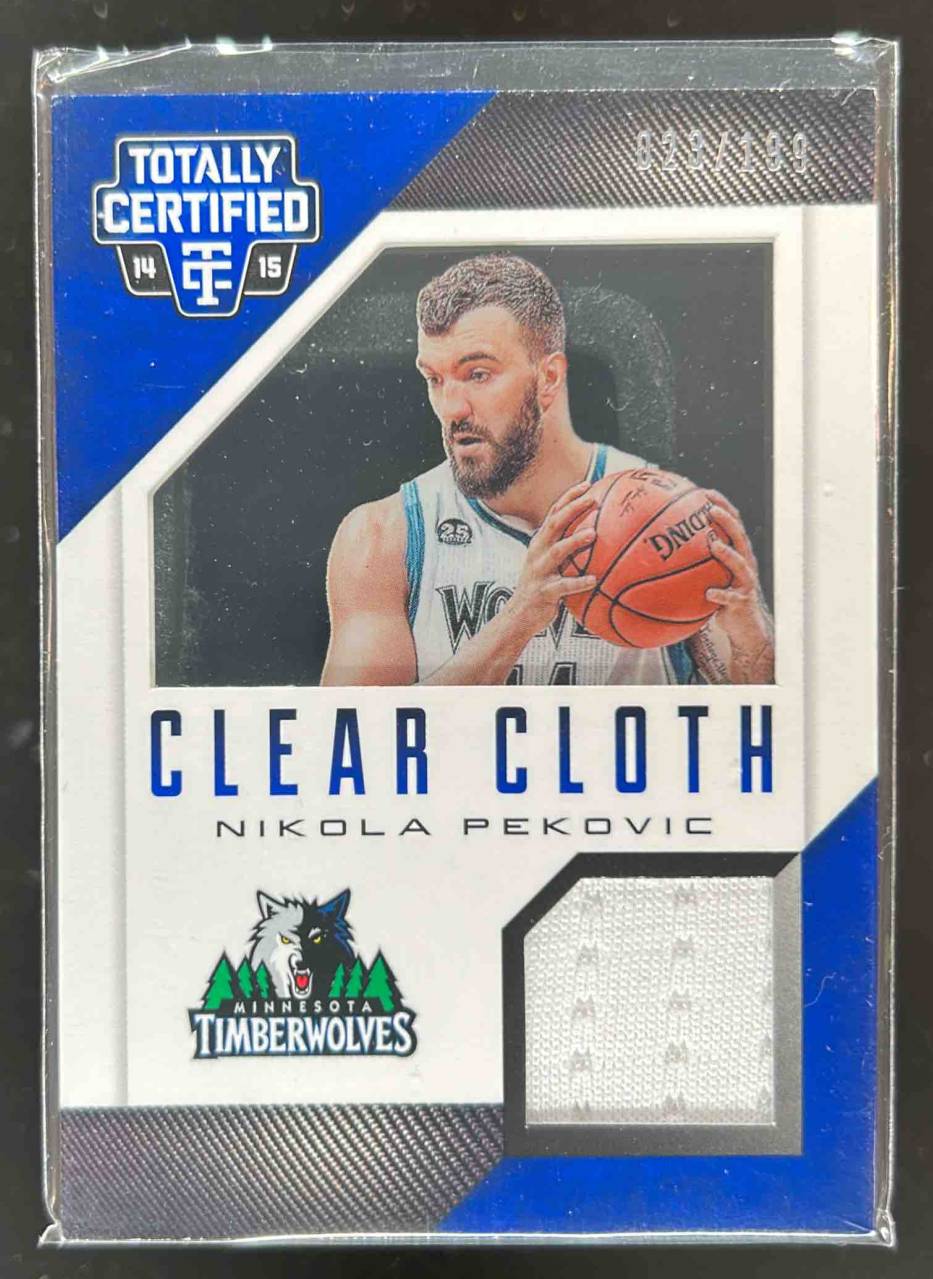 Card image for 2014-15 Panini Totally Certified Nikola Pekovic Clear Cloth Jerseys Blue 2 /199 #85