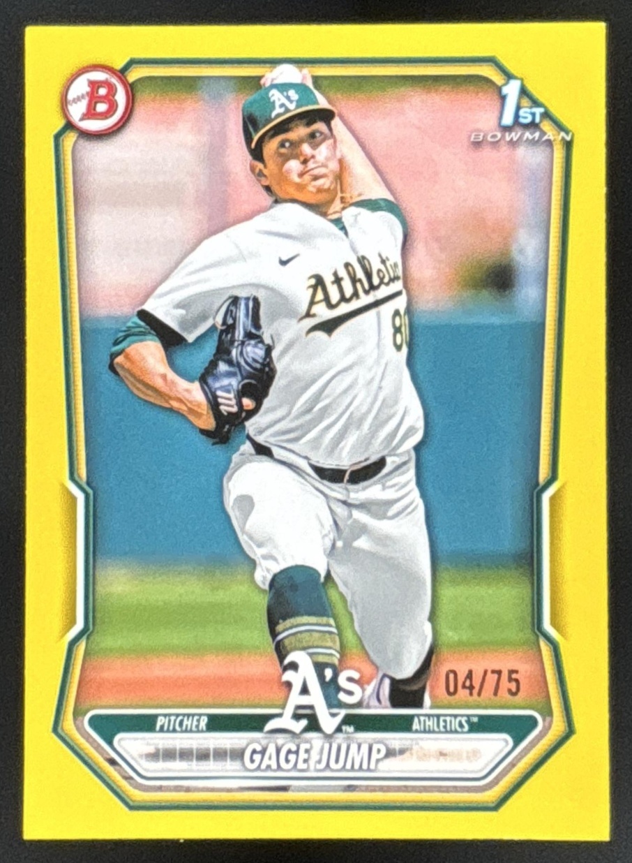 Card image for Gage Jump 2026 Bowman Yellow Border /75 Prospects Athletics