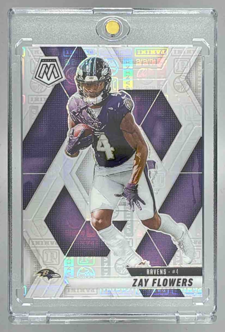 Card image for 2025 Panini Mosaic Zay Flowers Silver Knight Prizm /149 #126 Ravens