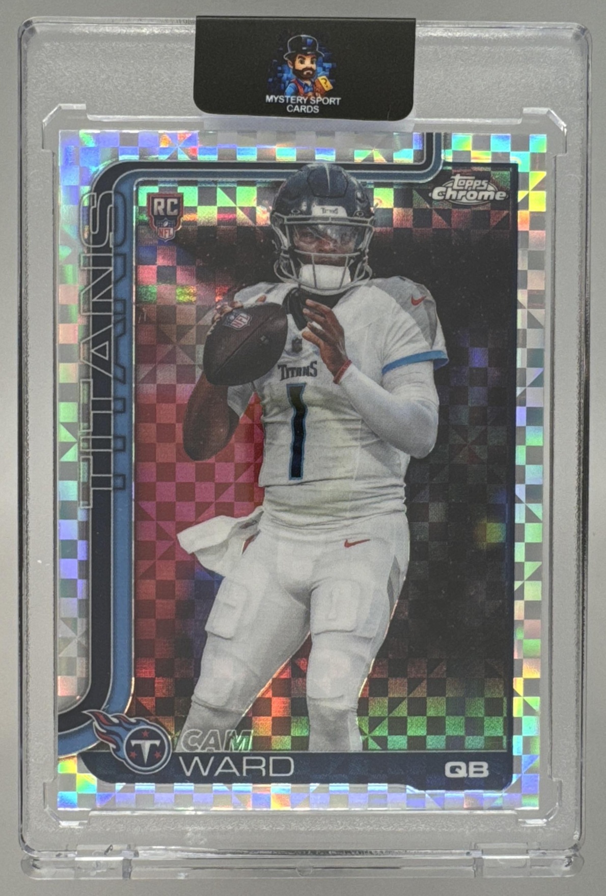 Card image for 2025 Topps Football Chrome Cam Ward Rookie #314 RC Tennessee Titans