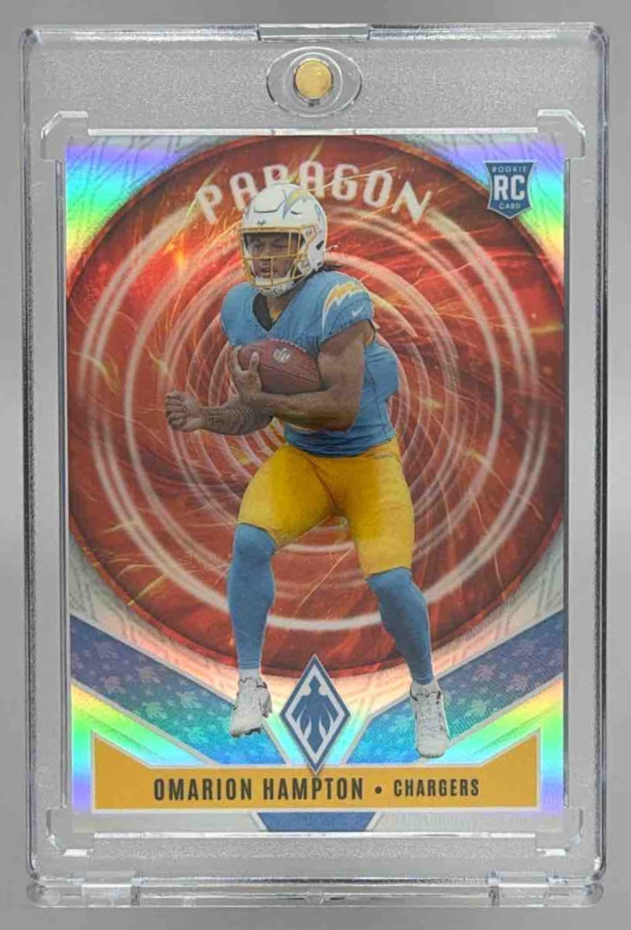 Card image for 2025 Panini Football Phoenix Omarion Hampton Paragon #9 RC Los Angeles Chargers