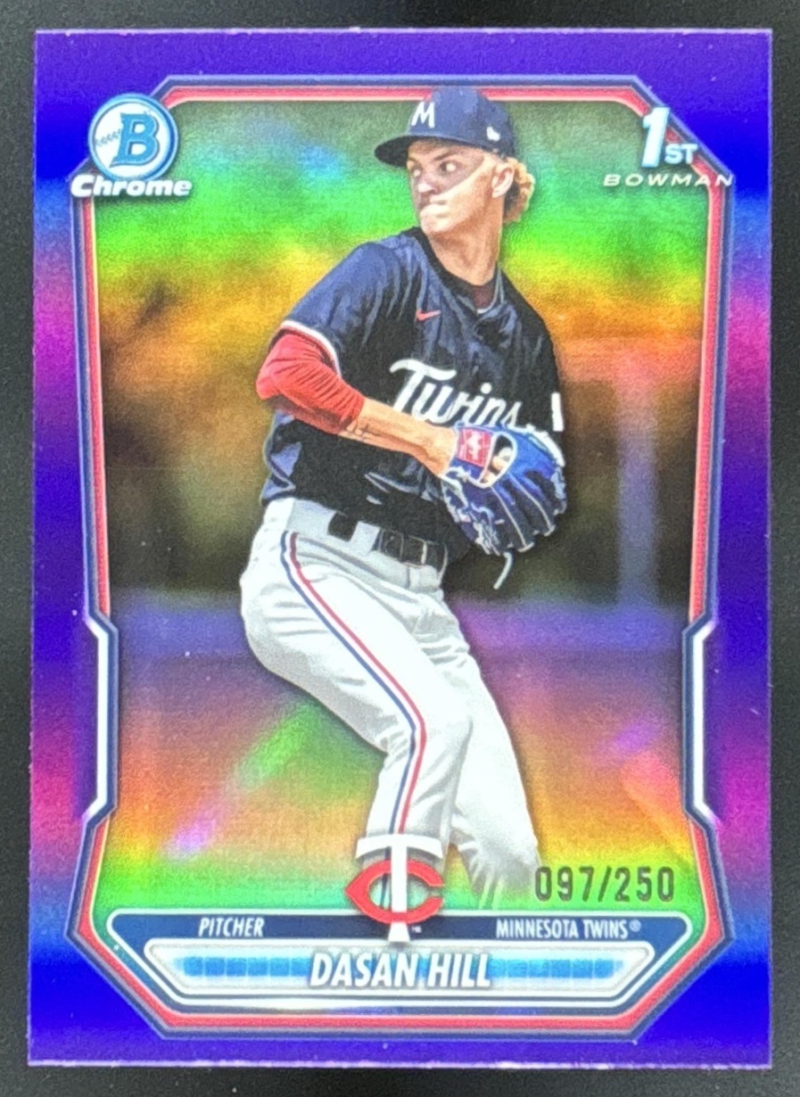 Card image for Dasan Hill 2026 Bowman Purple Refractor /250 Chrome Prospects Minnesota Twins