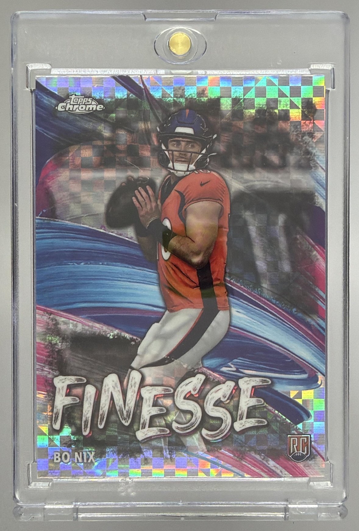 Card image for 2024 Topps Football Chrome Bo Nix Finesse #F-4 RC Denver Broncos