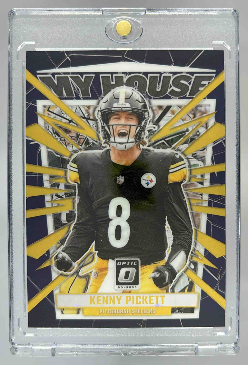 Card image for 2023 Panini Donruss Optic Kenny Pickett My House! Purple Stars /25 #16 Steelers