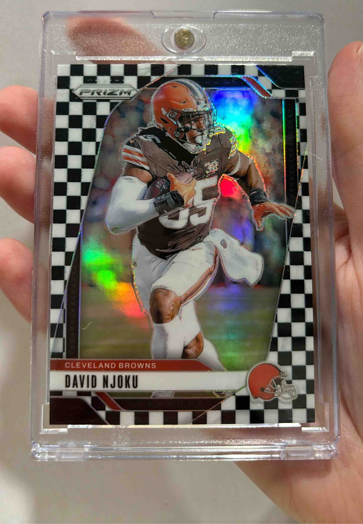 Card image for 2024 Panini Prizm David Njoku Black and White Checker #68 Browns