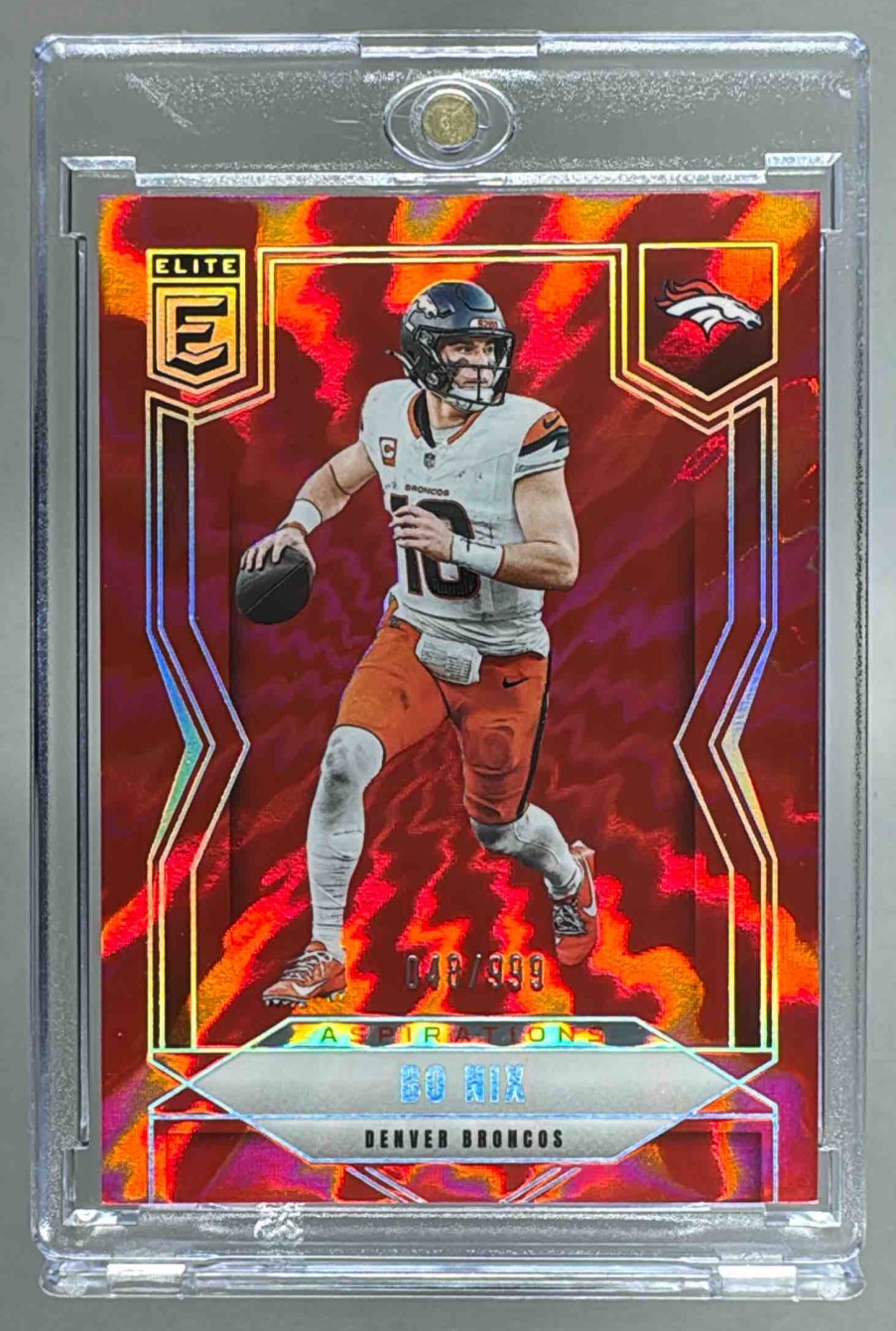 Card image for 2025 Panini Donruss Elite Bo Nix Aspirations Red /999 #43 Broncos