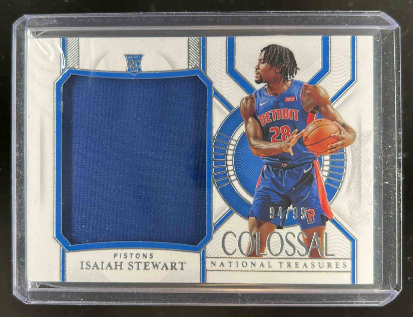 Card image for 2020-21 Panini National Treasures Isaiah Stewart Colossal Rookie Materials /99 #CRM-IST MEM RC