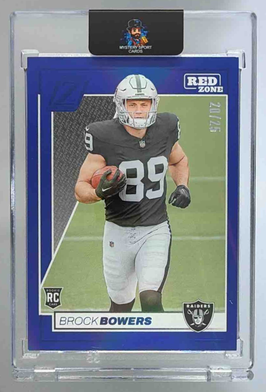 Card image for 2024 Panini Zenith Brock Bowers Blue Red Zone /25 #115 RC Raiders