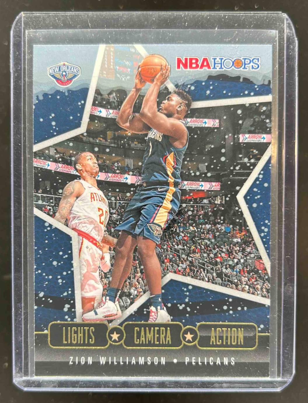 Card image for 2020-21 Panini Hoops Zion Williamson Lights Camera Action #24