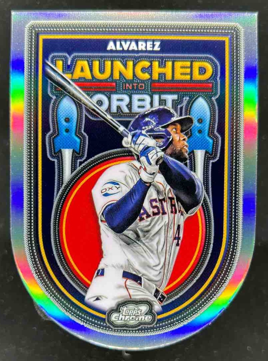 Card image for Yordan Alvarez 2025 Topps Cosmic Chrome Launched Into Orbit