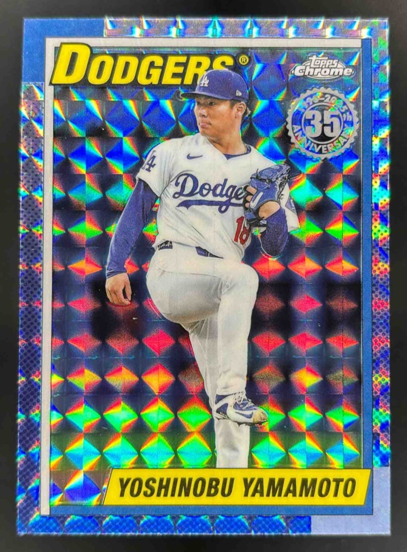 Card image for 2025 Topps Chrome Update Yoshinobu Yamamoto 1990 Geometric Refractor