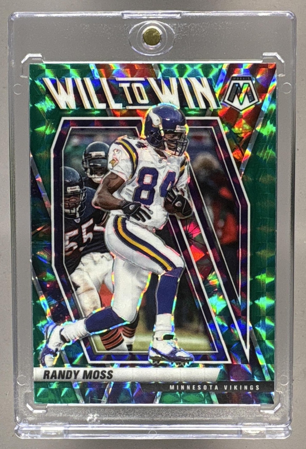 2021 PANINI MOSAIC RANDY MOSS #WW-19 WILL TO WIN MOSAIC GREEN VIKINGS