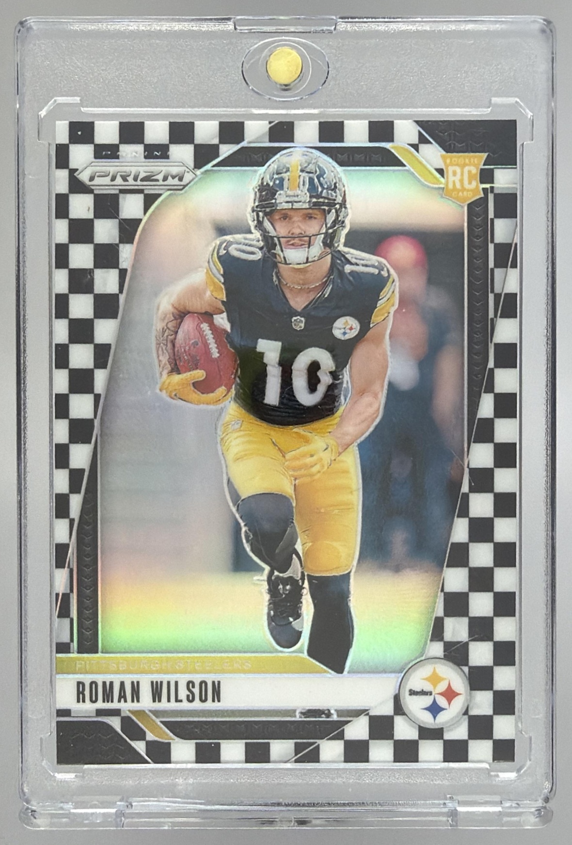 Card image for 2024 Panini Football Prizm Roman Wilson #384 RC Pittsburgh Steelers