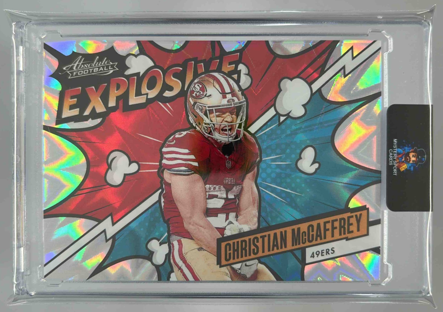 Card image for 2024 Panini Absolute Christian McCaffrey Explosive #EX-CMY 49ers