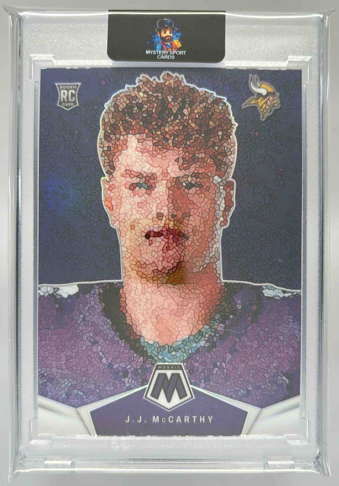 Card image for 2024 Panini Mosaic J.J. McCarthy Micro Mosaic #MM-JJM RC Vikings
