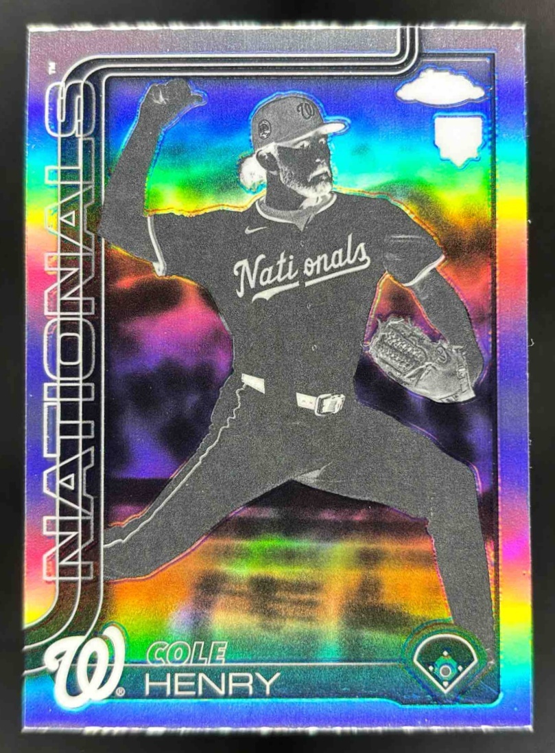 Card image for 2025 Topps Chrome Update Cole Henry Negative Refractor #USC72 RC Nationals