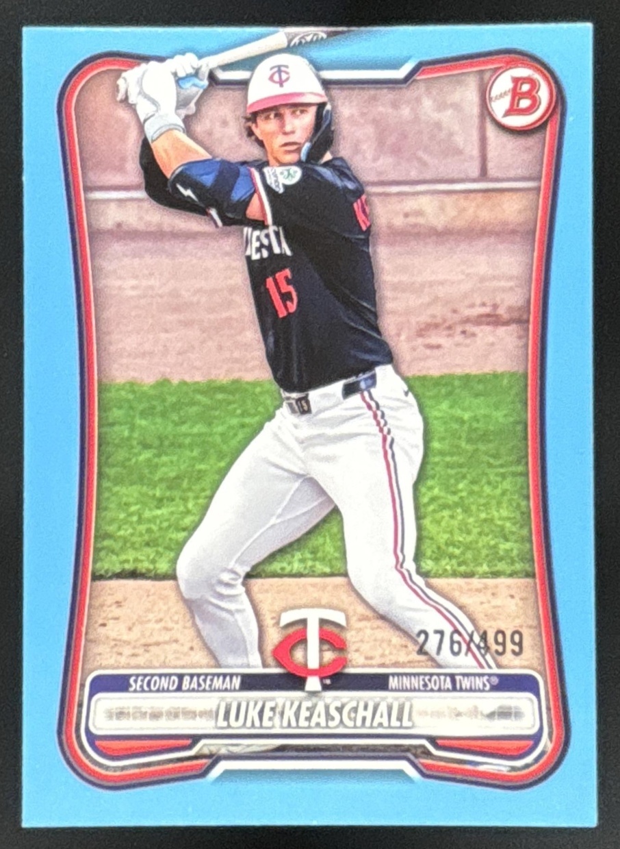 Card image for Luke Keaschall 2026 Bowman Sky Blue Border /499 Minnesota Twins