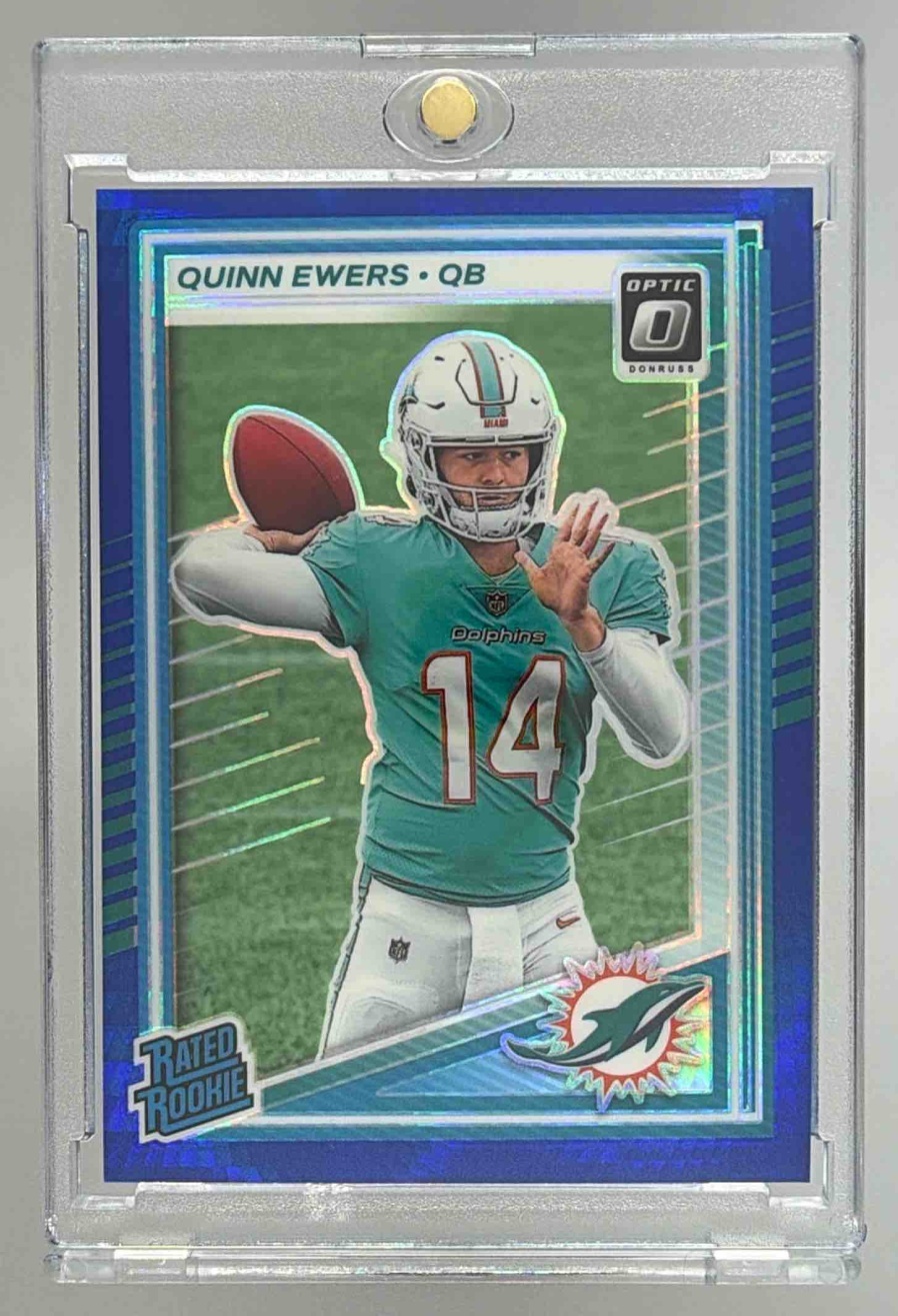 Card image for 2025 Panini Donruss Optic Quinn Ewers Rated Rookie Holo Prizm #213 Dolphins