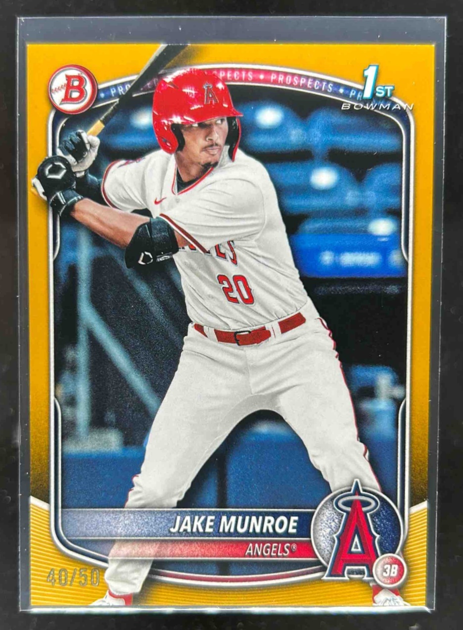 Card image for Jake Munroe 2025 Bowman Draft Gold Border /50