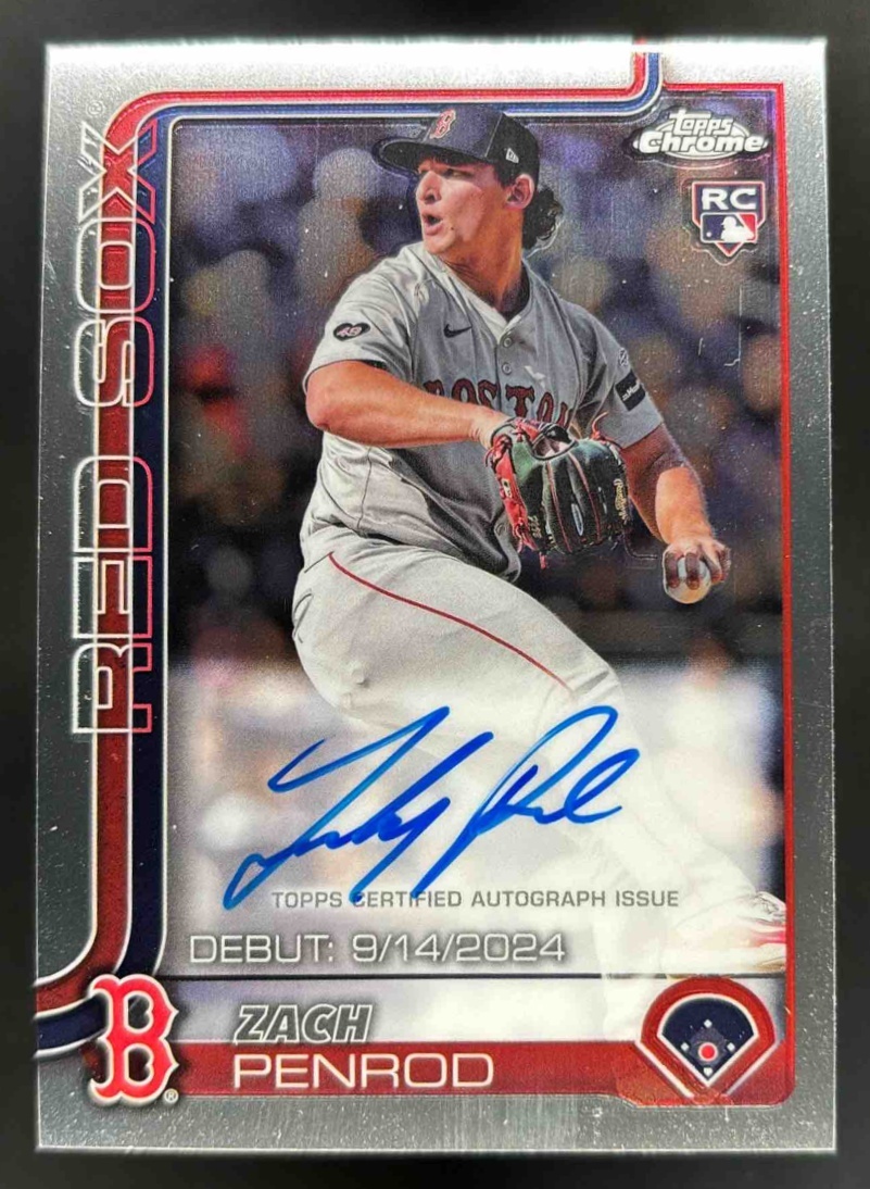 Card image for 2025 Topps Chrome Update Zach Penrod Rookie Debut Auto #CRDA-ZP RC Red Sox