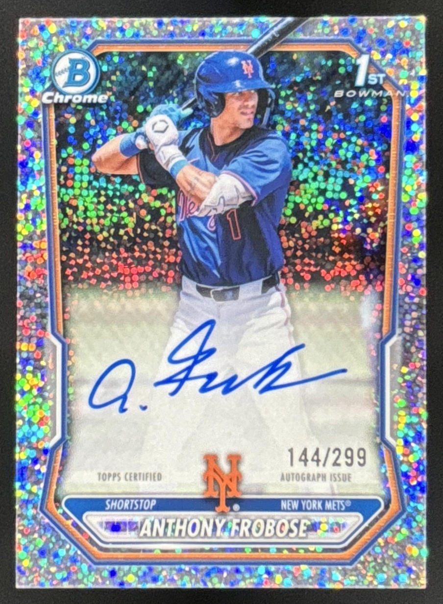 Card image for 2026 Bowman Anthony Frobose Chrome Auto Speckle Refractor /299 1st Prospect