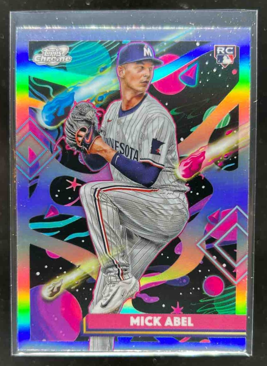 Card image for Mick Abel 2025 Topps Baseball Cosmic Chrome Refractor RC Minnesota Twins