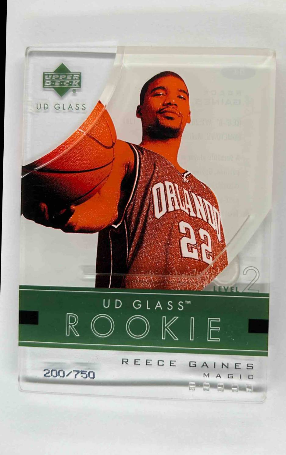 Card image for 2003-04 UPPER DECK GLASS REECE GAINES 2003 /750 #84 ROOKIE RC ORLANDO MAGIC