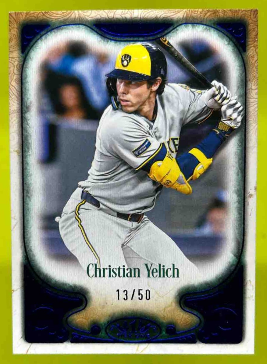 Card image for Christian Yelich 2026 Topps Baseball Tier One 2 Blue Foil /50 Milwaukee Brewers