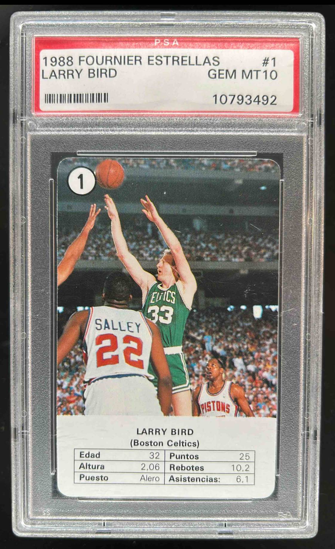Card image for 1988 FOURNIER NBA ESTRELLAS LARRY BIRD #1 PSA 10 BOSTON CELTICS