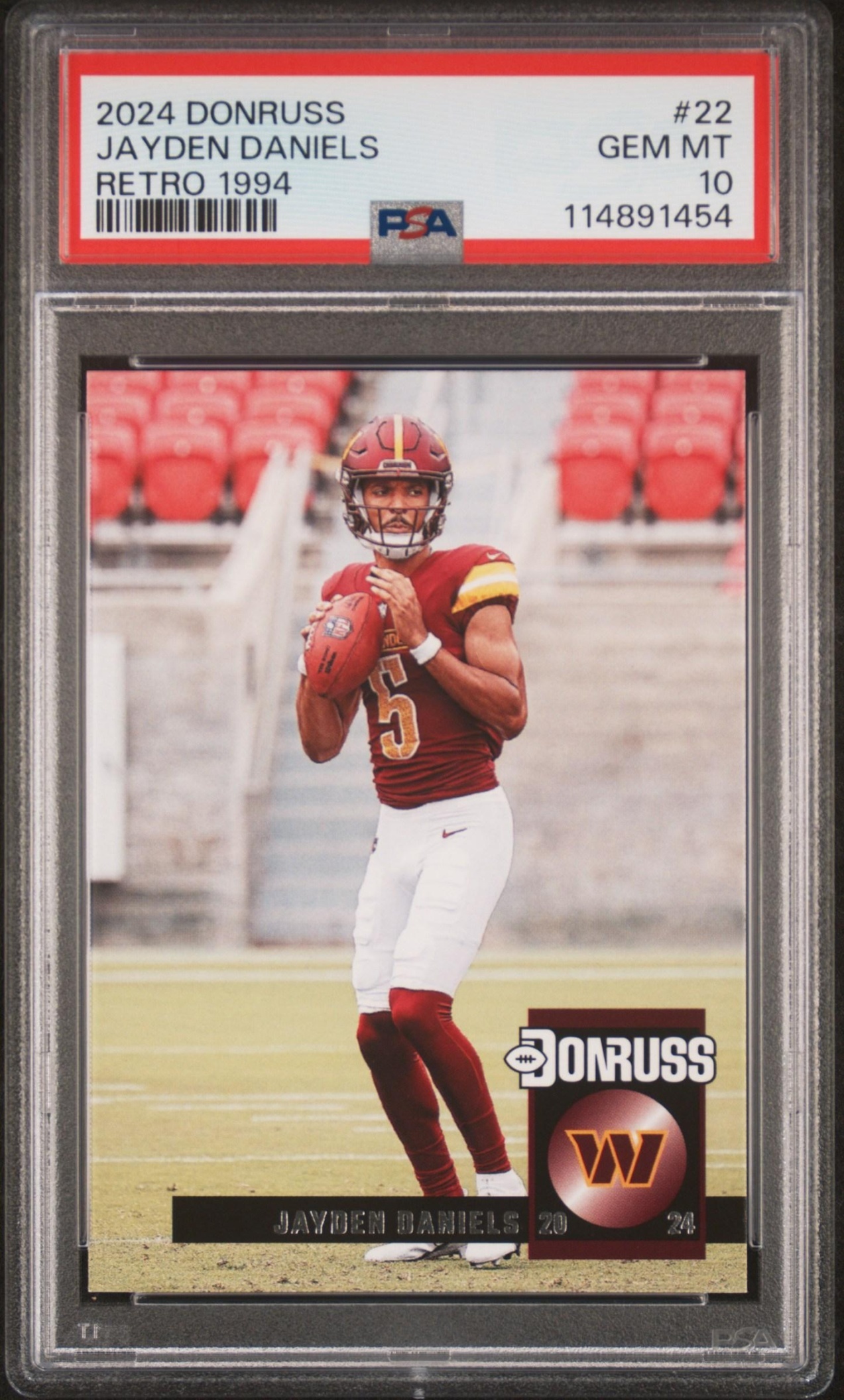 Card image for 2024 Panini Donruss Jayden Daniels Retro 2004 #22 RC Commanders