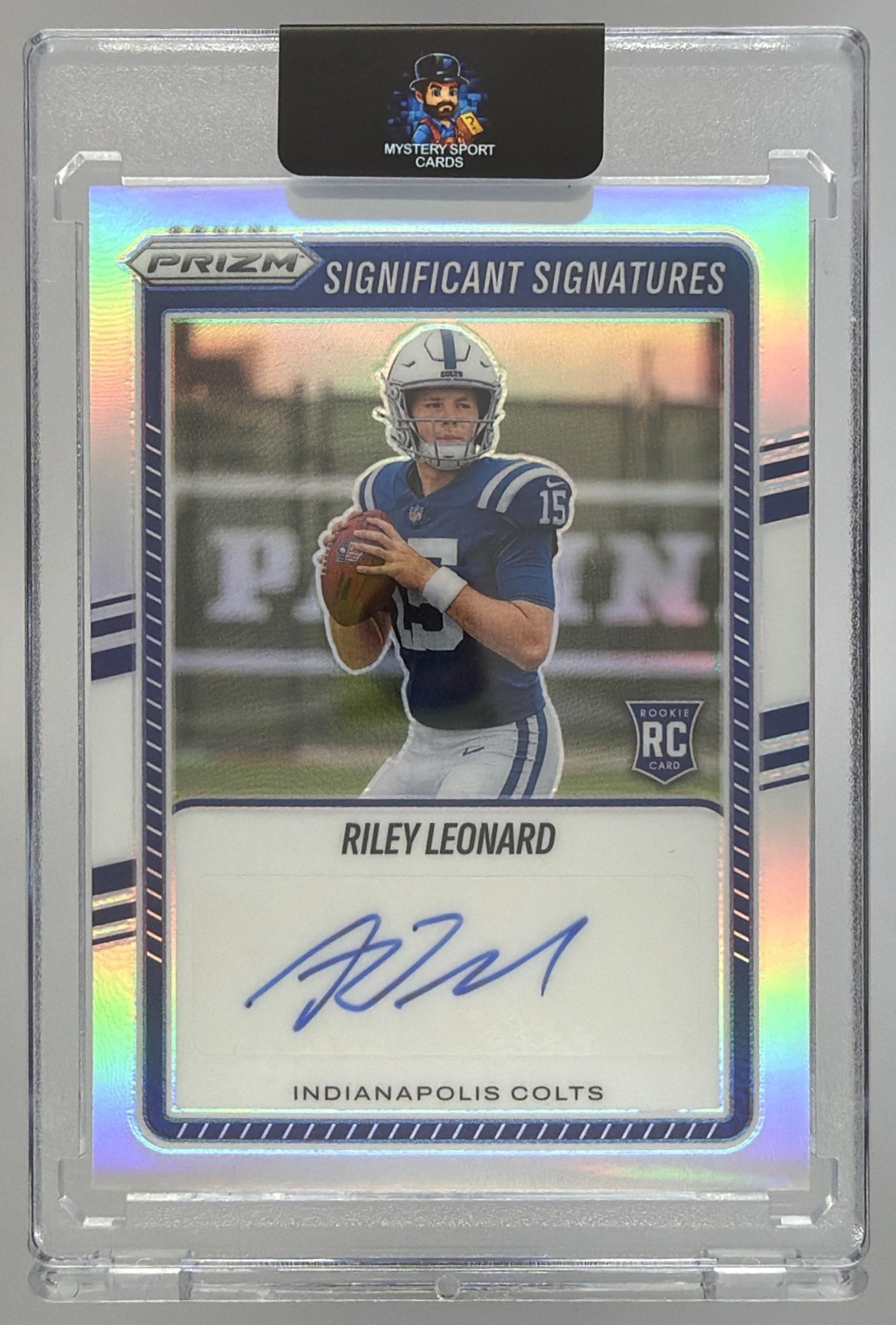 Card image for 2025 Panini Prizm Riley Leonard Significant Signatures #SSI-RLD RC Auto Colts