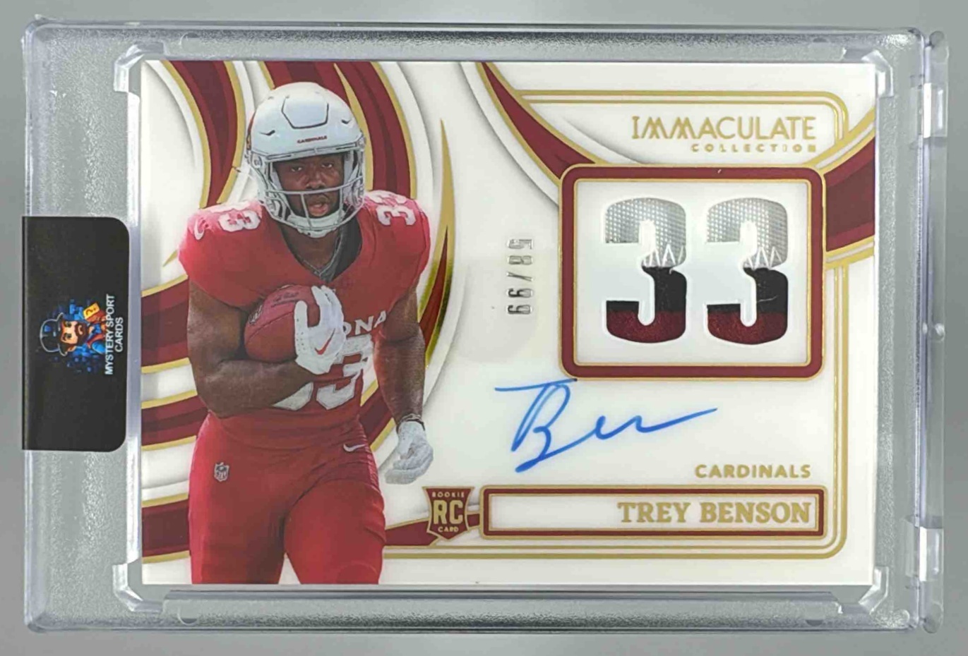 Card image for 2024 Panini Immaculate Trey Benson Numbers Rookie Patch Auto /99 #19 Cardinals