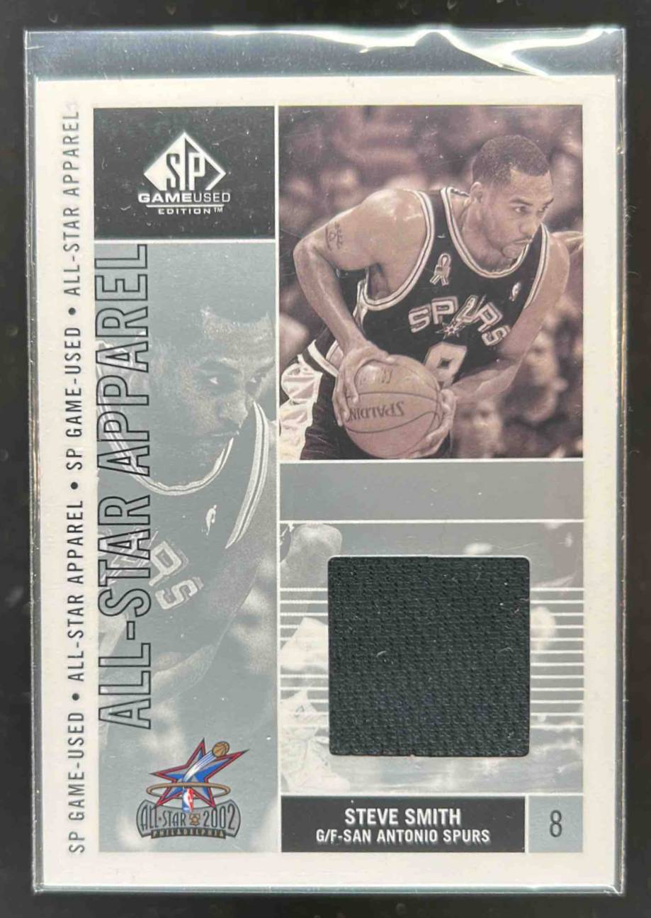 Card image for 2002-03 SP GAME USED STEVE SMITH ALL STAR APPAREL #SS-AS SAN ANTONIO SPURS
