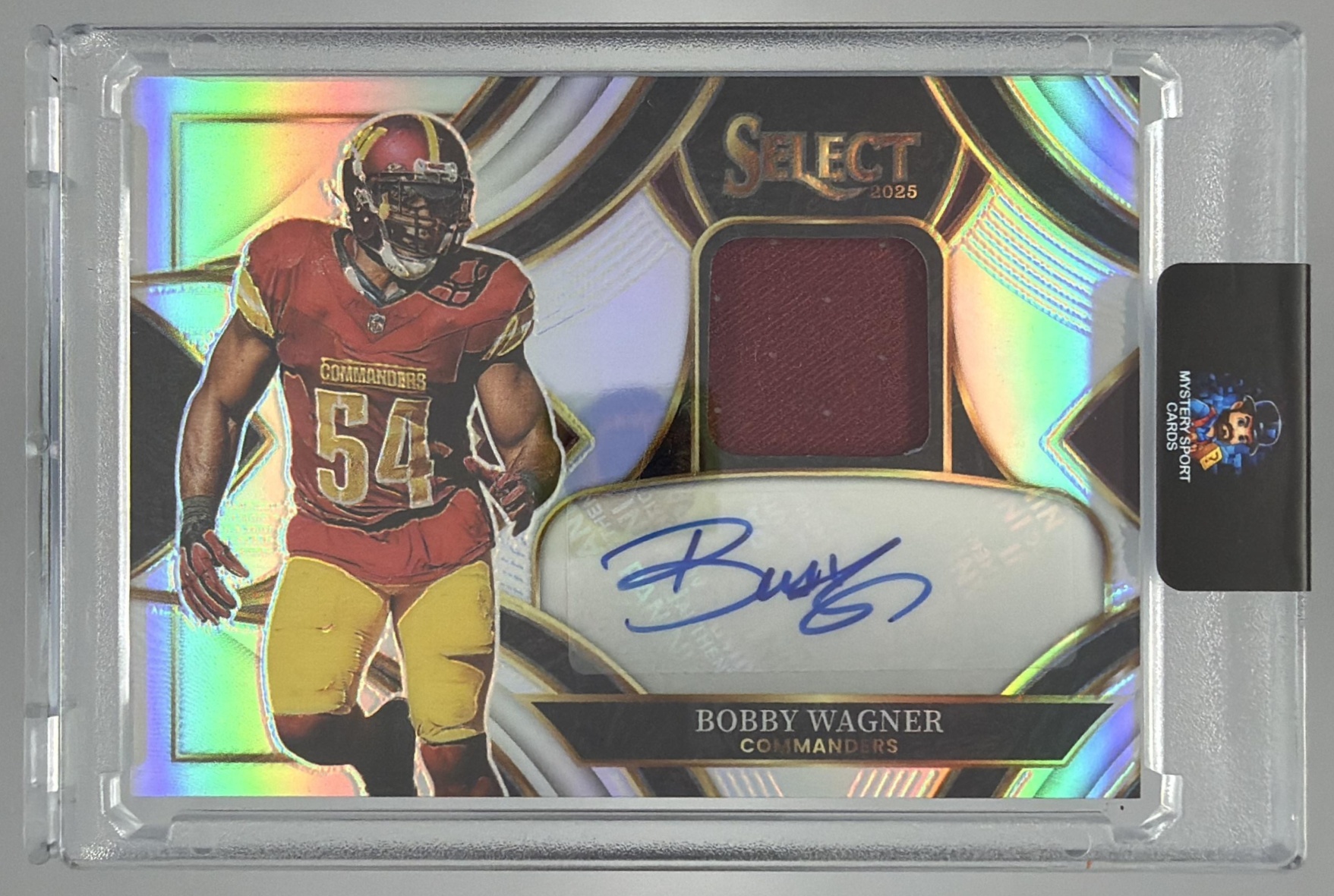 Card image for 2025 Panini Select Bobby Wagner Signature Memorabilia Silver Prizm /249 #SME-BWR MEM Auto Commanders