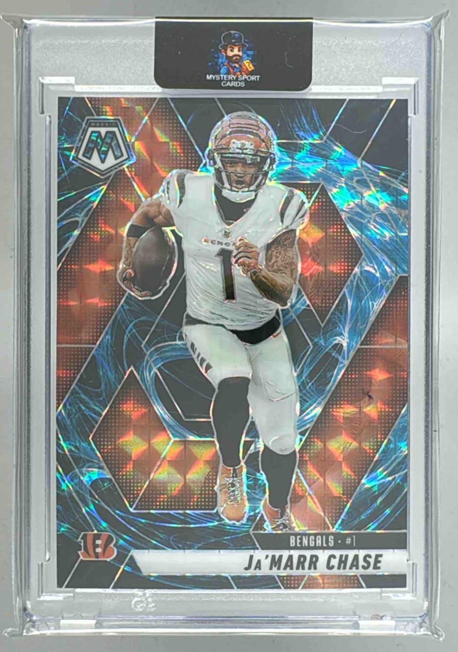 Card image for 2025 Panini Football Mosaic Ja'Marr Chase Genesis Prizm #11 Cincinnati Bengals