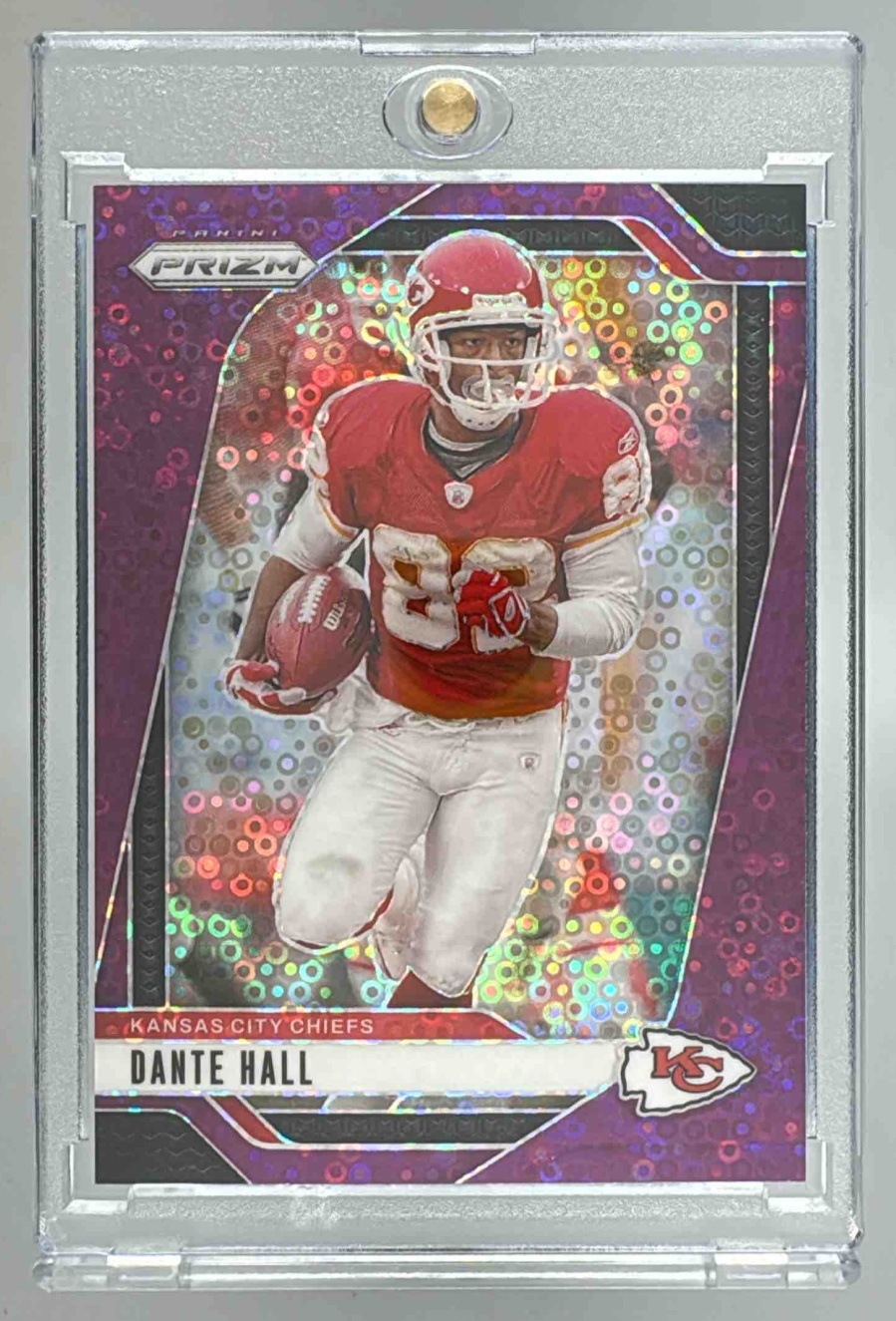 Card image for 2024 Panini Football Prizm Dante Hall Purple Power /49 #146 Kansas City Chiefs