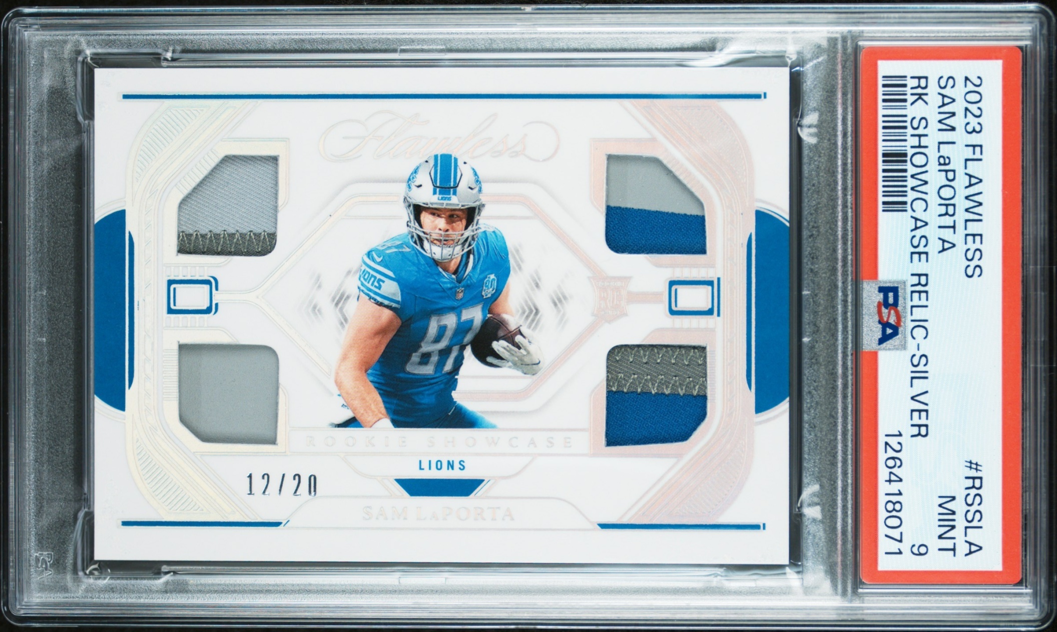 Card image for 2023 Panini Flawless Sam LaPorta Rookie Shadow Signatures Silver /20 #RS-SLA Auto Lions