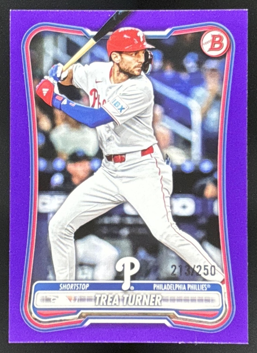 Card image for Trea Turner 2026 Bowman Purple Border /250 Philadelphia Phillies