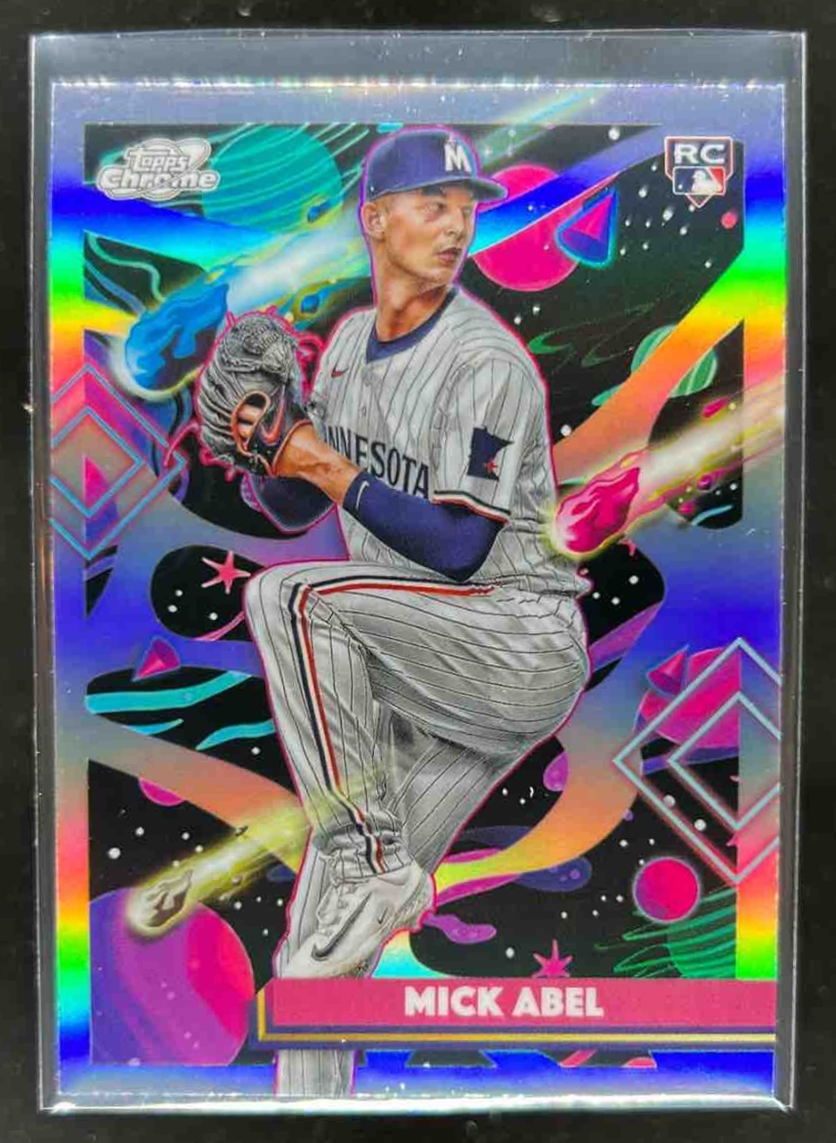 Card image for Mick Abel 2025 Topps Baseball Cosmic Chrome Refractor RC Minnesota Twins