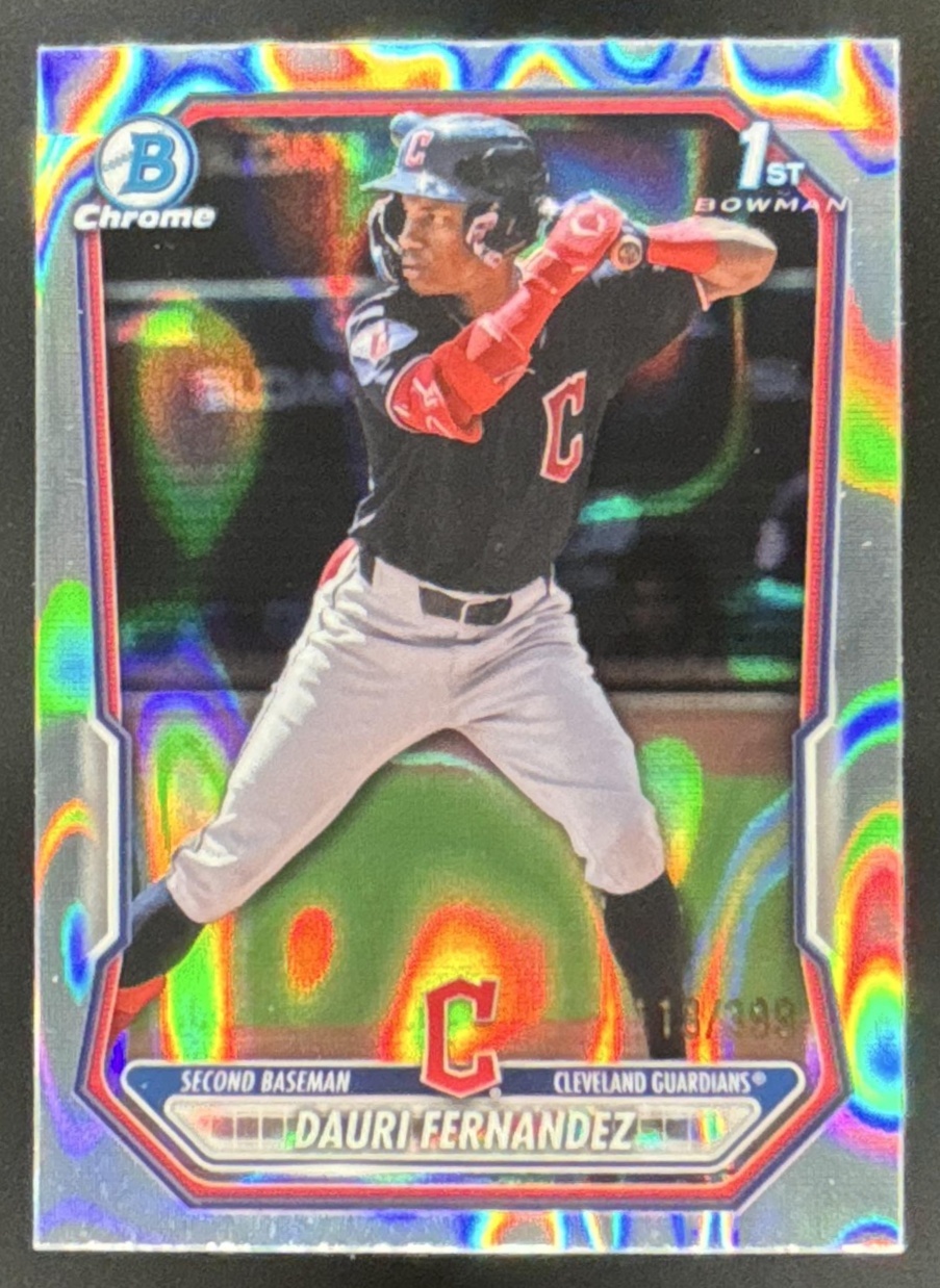 Card image for 2026 Bowman Dauri Fernandez Chrome Lava Refractor /399 1st Prospect