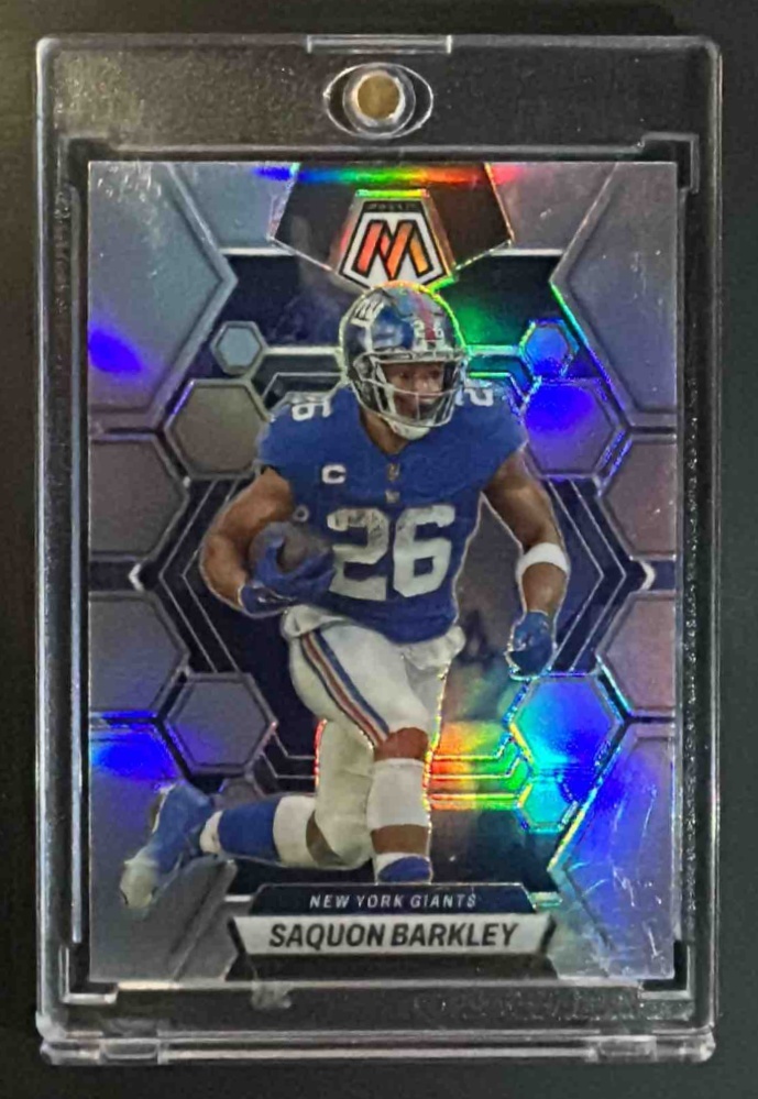 Card image for 2023 Panini Mosaic Saquon Barkley #177 Silver Giants