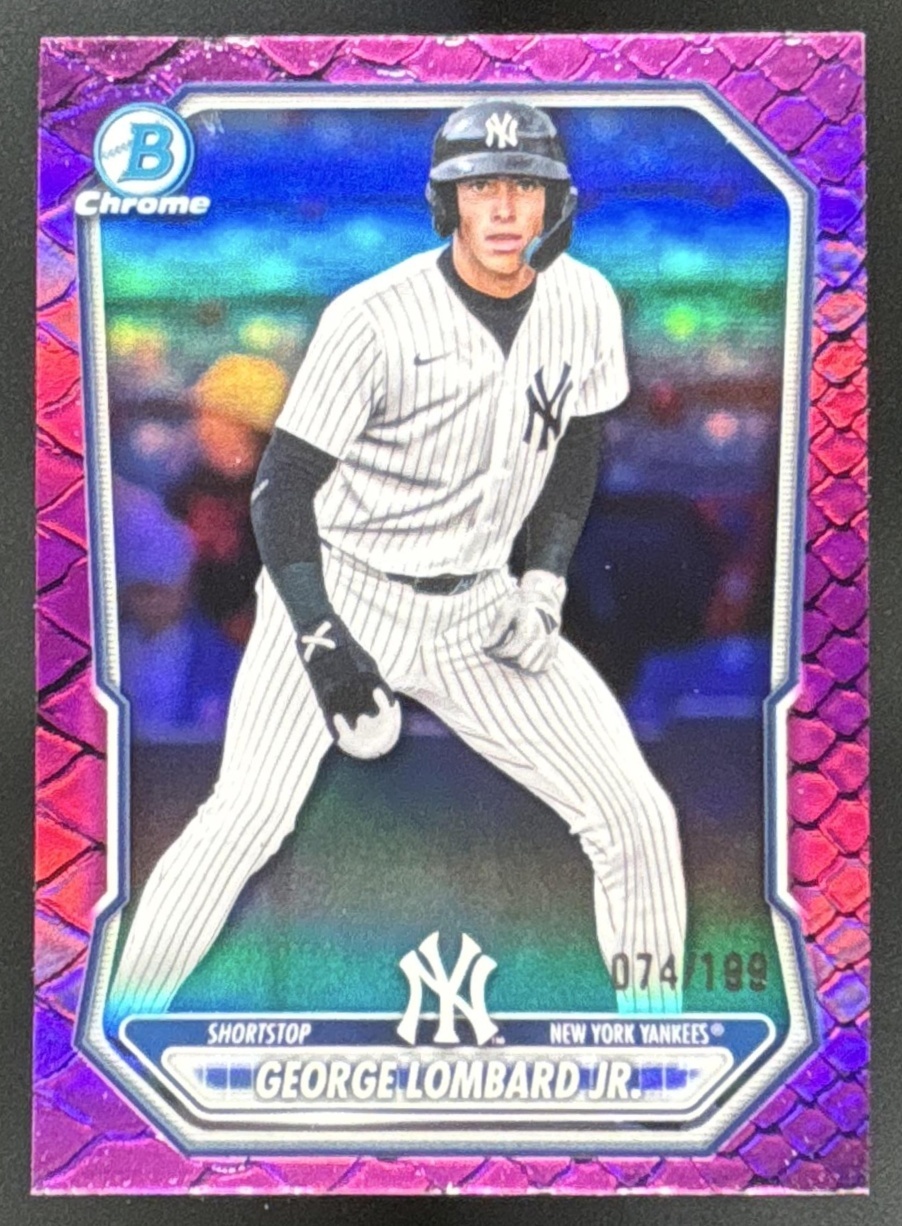 Card image for 2026 Bowman George Lombard Jr. Chrome Prospects Reptilian Fuchsia Refractor /199