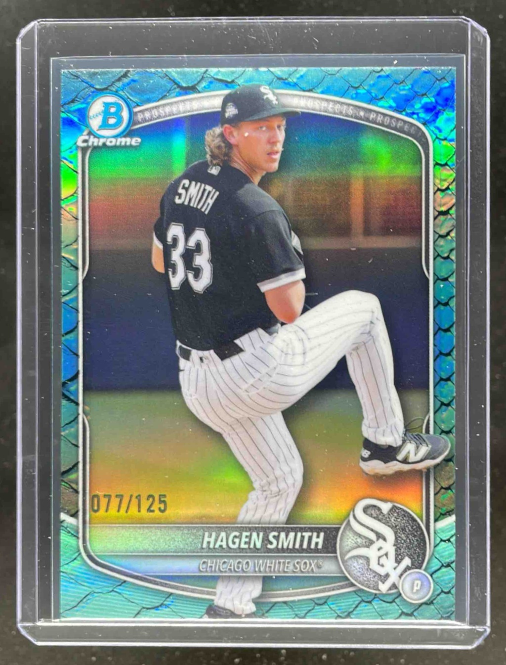 Card image for 2025 Bowman Draft Hagen Smith Chrome Aqua Reptilian Refractor /125 #BDC-167